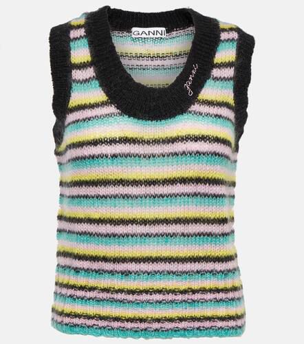 Sleeveless wool and mohair-striped sweater - Ganni - Modalova
