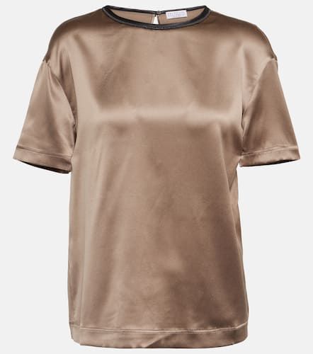 Silk-blend satin top - Brunello Cucinelli - Modalova