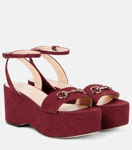Sandalias con cuña Lady de lona GG con Horsebit - Gucci - Modalova