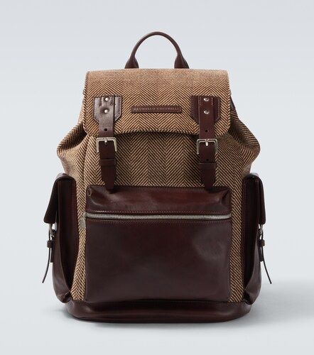 Mochila espigada con piel - Brunello Cucinelli - Modalova