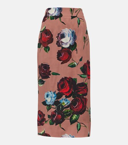 Floral silk-blend charmeuse midi skirt - Dolce&Gabbana - Modalova