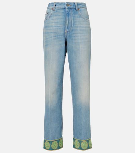 Jacquard-trimmed straight jeans - Valentino - Modalova