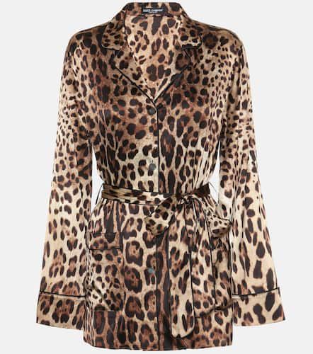 Leopard-print stretch-silk satin top - Dolce&Gabbana - Modalova