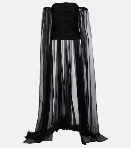 Caped off-shoulder silk chiffon top - Valentino - Modalova