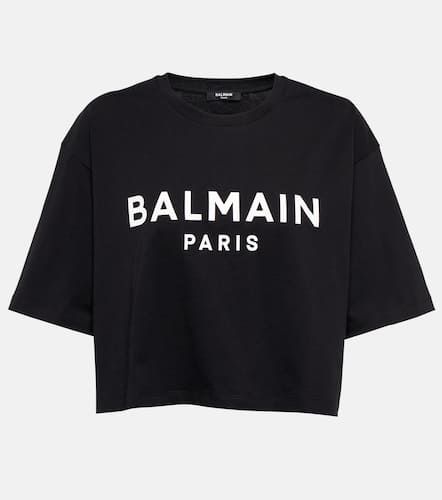 Logo cotton jersey cropped T-shirt - Balmain - Modalova