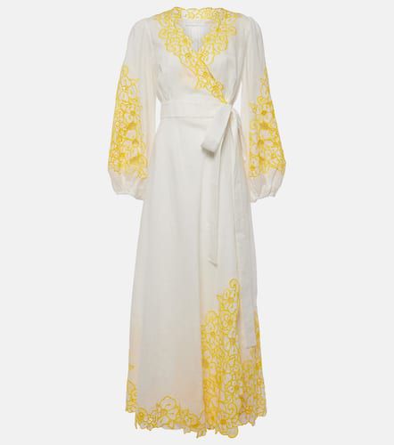 Golden broderie anglaise linen wrap dress - Zimmermann - Modalova
