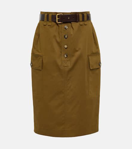 Cotton and linen twill pencil skirt - Saint Laurent - Modalova