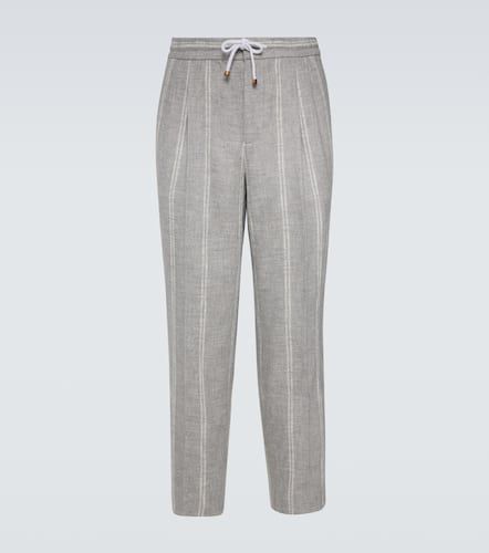 Linen, wool and silk-blend straight pants - Brunello Cucinelli - Modalova