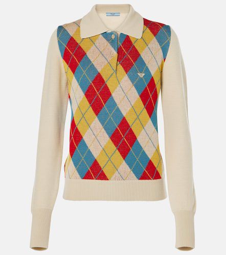 Argyle intarsia wool polo sweater - Prada - Modalova