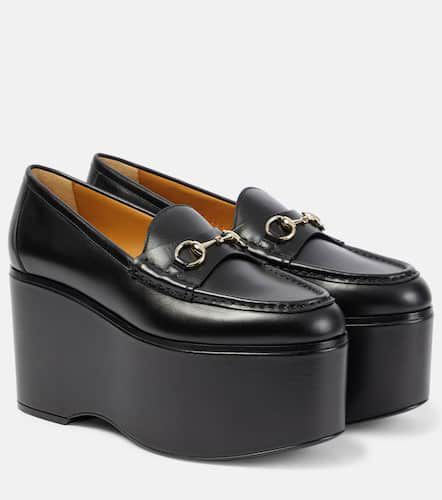 Horsebit leather platform loafers - Gucci - Modalova