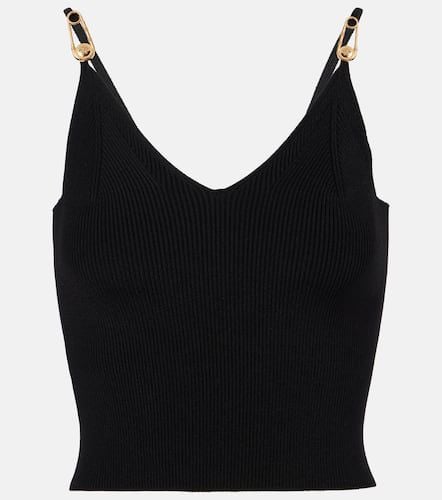 Versace Safety Pin ribbed-knit top - Versace - Modalova