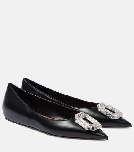 Camelia embellished leather ballet flats - Amina Muaddi - Modalova