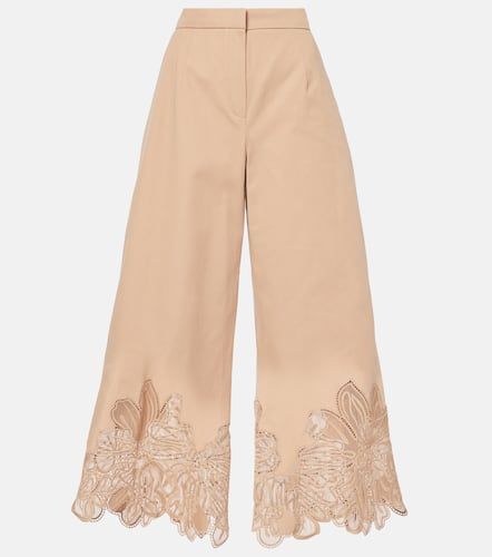 Embroidered gabardine cropped wide-leg pants - Elie Saab - Modalova