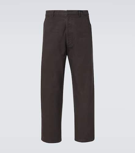 Leather-trimmed cotton straight pants - Prada - Modalova