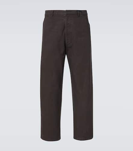 Pantaloni regular in cotone con pelle - Prada - Modalova