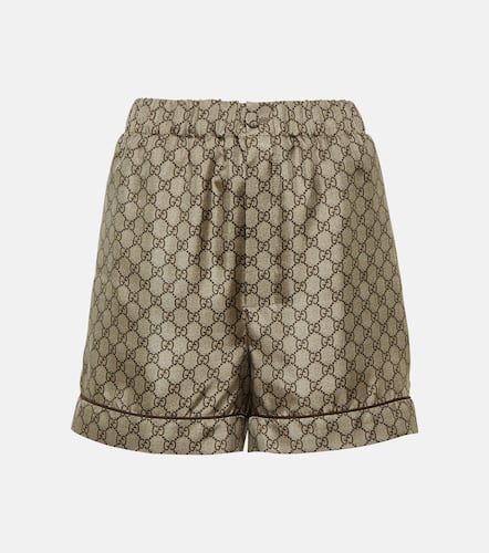 Shorts de sarga de seda con GG estampados - Gucci - Modalova