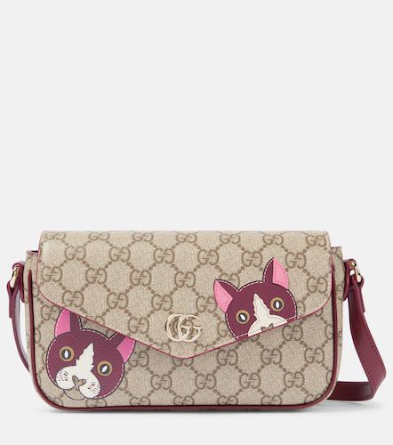 Bolso al hombro Mini de lona GG y piel - Gucci - Modalova