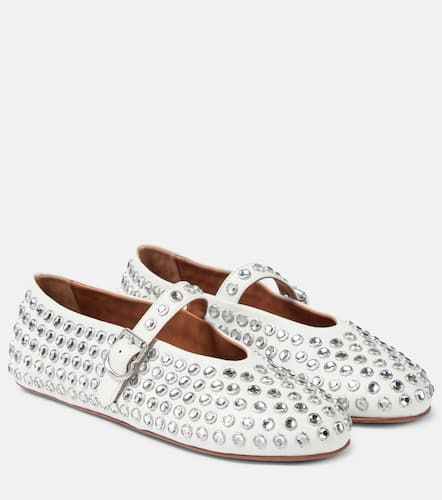 AlaÃ¯a Crystal-embellished leather ballet flats - Alaia - Modalova