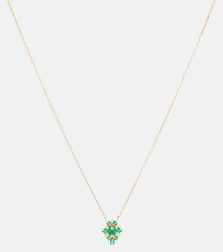 Kt gold necklace with emeralds and white diamonds - Suzanne Kalan - Modalova