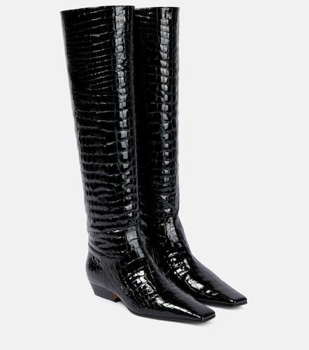Croc-effect patent leather knee-high boots - Khaite - Modalova