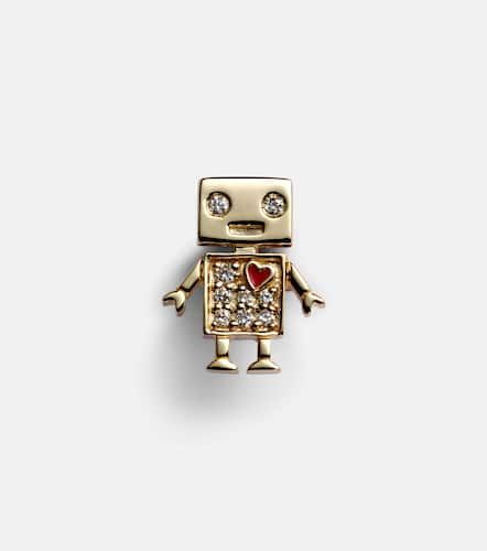 Robot 14kt single stud earring with diamonds - Sydney Evan - Modalova