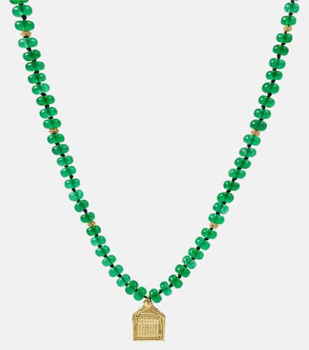 Kt gold beaded jade necklace - Ileana Makri - Modalova