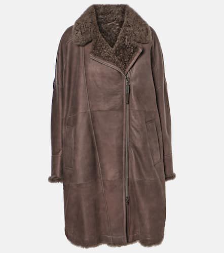 Mantel aus Leder mit Shearling - Brunello Cucinelli - Modalova