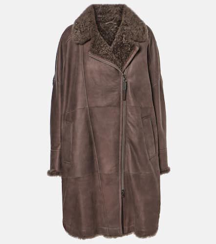 Shearling-lined leather coat - Brunello Cucinelli - Modalova