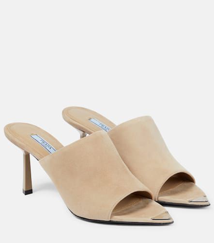 Prada Logo suede mules - Prada - Modalova