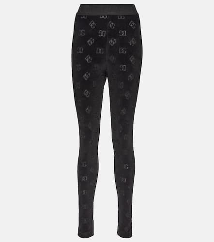 High-Rise Leggings aus Samt - Dolce&Gabbana - Modalova