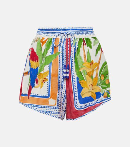 Tropical Destination linen-blend crochet shorts - Farm Rio - Modalova