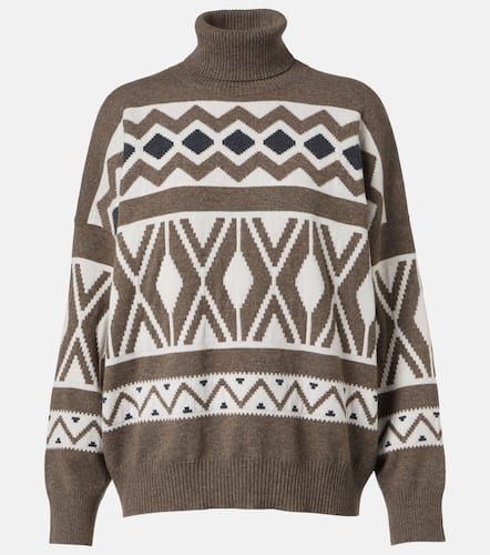 Wool, cashmere, and silk jacquard sweater - Brunello Cucinelli - Modalova