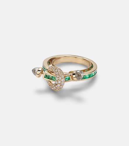 Anello Chakra in 18kt con diamanti e quarzi - Ananya - Modalova
