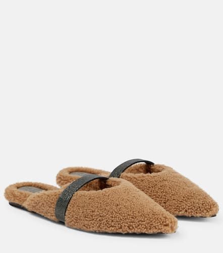 Embellished shearling slippers - Brunello Cucinelli - Modalova