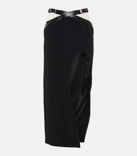 Leather-trimmed midi skirt - David Koma - Modalova