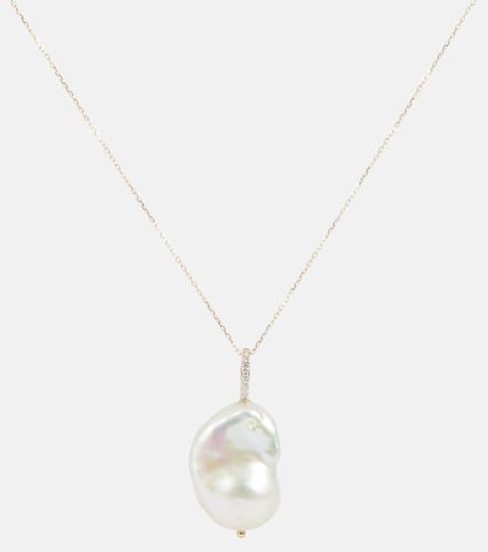 Kt gold necklace with Baroque pearl and diamonds - Mateo - Modalova