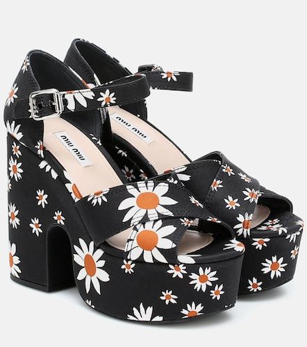 Sandalias de gabardina florales - Miu Miu - Modalova