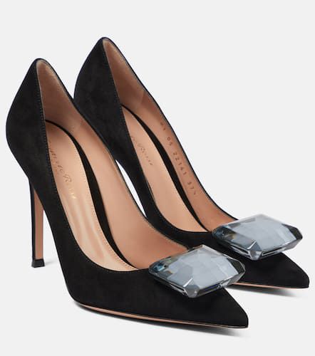 Pumps Jaipur 105 in suede con cristalli - Gianvito Rossi - Modalova