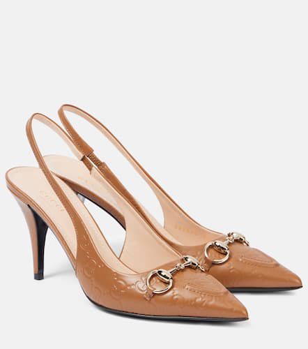 Horsebit GG leather slingback pumps - Gucci - Modalova