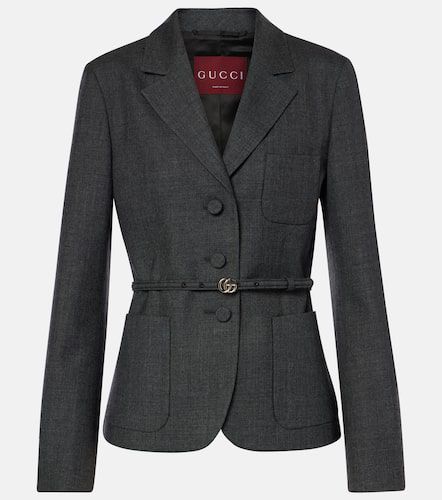 Blazer de grisalla de lana con cinturón - Gucci - Modalova