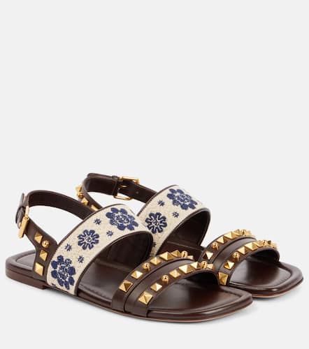 County embroidered leather sandals - Valentino Garavani - Modalova