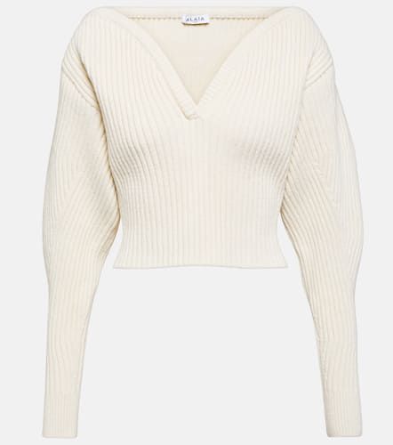 AlaÃ¯a Ribbed-knit wool-blend sweater - Alaia - Modalova