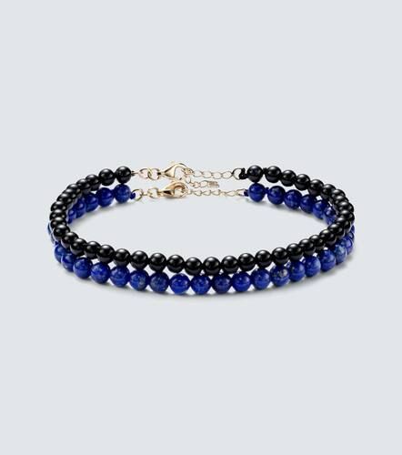 Set of 2 14kt gold beaded bracelets with lapis lazuli and onyx - Mateo - Modalova