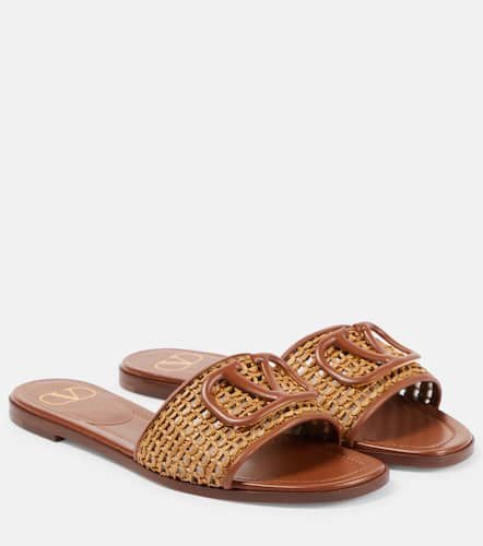 VLogo Signature raffia slides - Valentino Garavani - Modalova