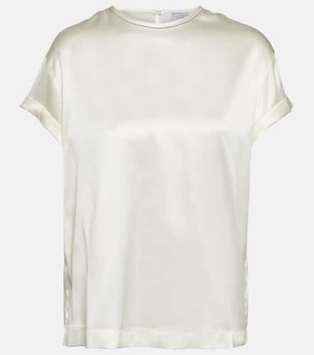 T-shirt en satin de soie mélangée - Brunello Cucinelli - Modalova