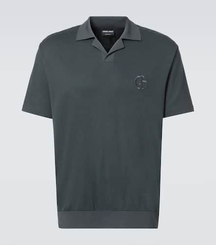 Logo cotton and cashmere polo shirt - Giorgio Armani - Modalova