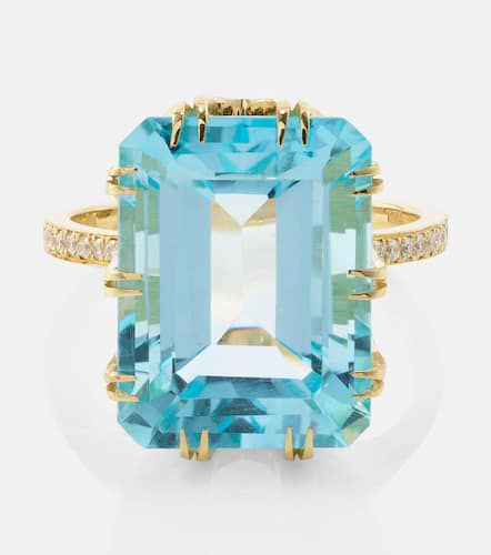 Anello in oro 18kt con topazio e diamanti - Ileana Makri - Modalova