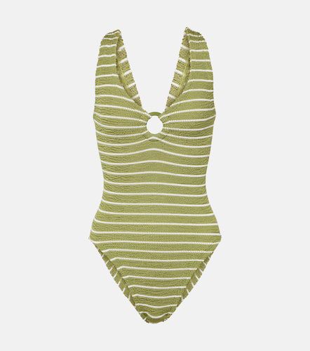 Celine striped ring-detail swimsuit - Hunza G - Modalova
