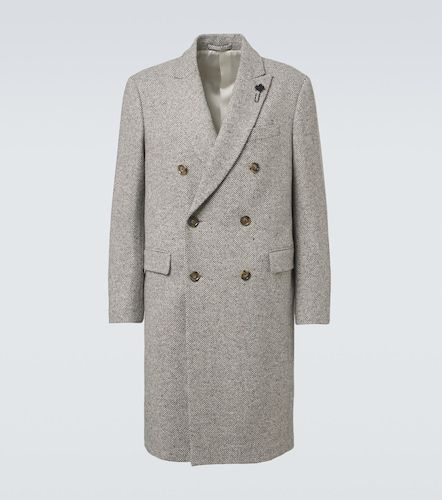 Herringbone double-breasted virgin wool coat - Lardini - Modalova