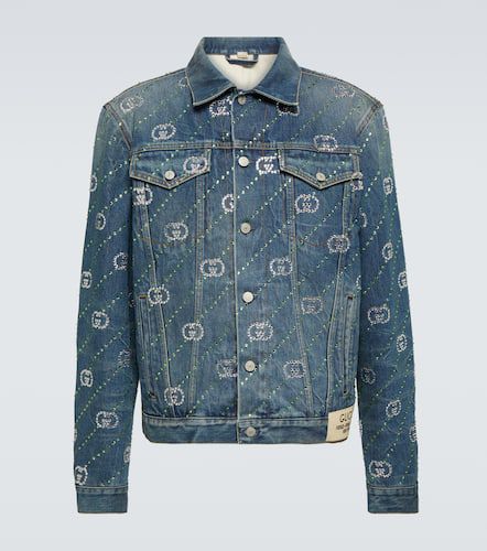 Interlocking G crystal-embellished denim jacket - Gucci - Modalova